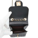 Chanel Chain Phone Pouch Matelasse Coco Mark Caviar Skin CHANEL Bag Black