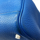 HERMES Atlas 35 Taurillon Clemence Blue Handbag □P Engraved Leather Women's Hand Bag