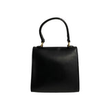 CELINE Ring Hardware Calf Leather Handbag Pouch Black 68803