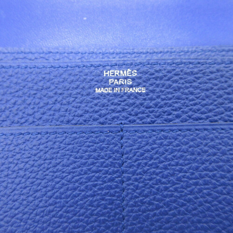 Hermes Dogon GM T stamp (made in 2015) Togo Blue Electric Wallet 0107HERMES 6B0107III6