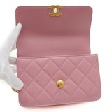 Chanel Matelasse Flap Bag Chain Shoulder Leather Pink AS2615