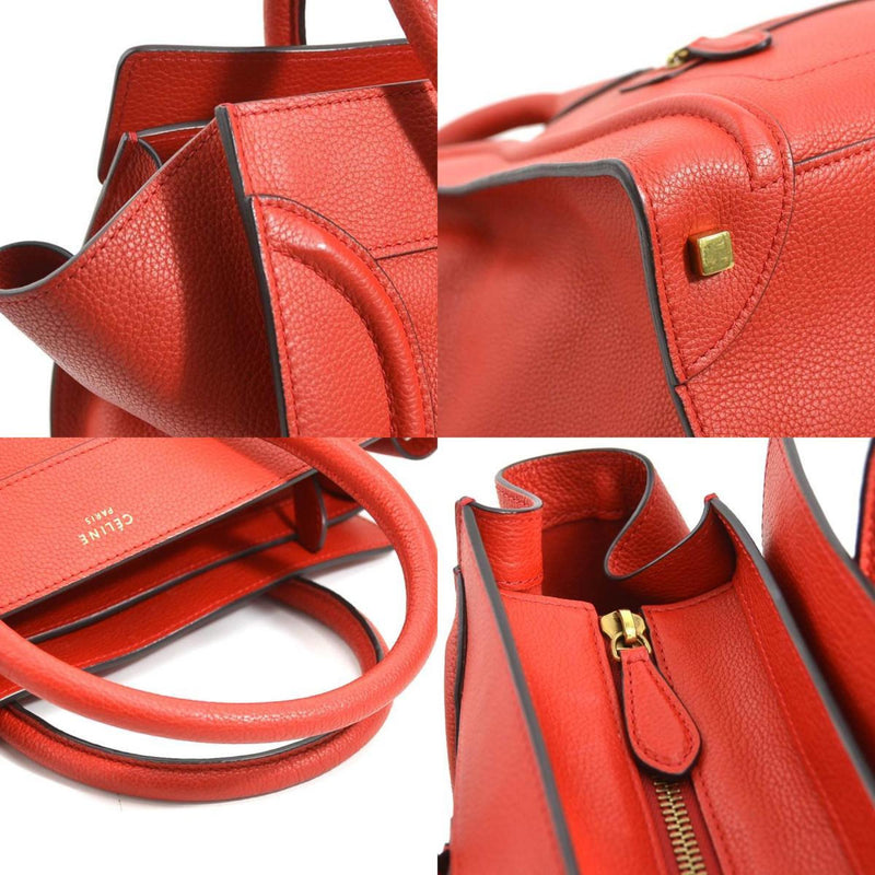 CELINE Handbag Luggage Shopper Leather Red Women's 99988g