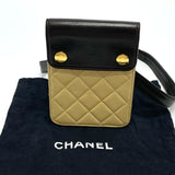 Chanel Bag Pouch Pochette Waist Pouch Black x Beige GoldHardware