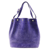 HERMES Market GM Shoulder Bag Suede Made in France 1982 Purple 〇L Crossbody Drawstring Women's