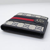 GUCCI Bi-fold Wallet Coated Canvas Men's Women's Navy Beige 59760996IWN4076