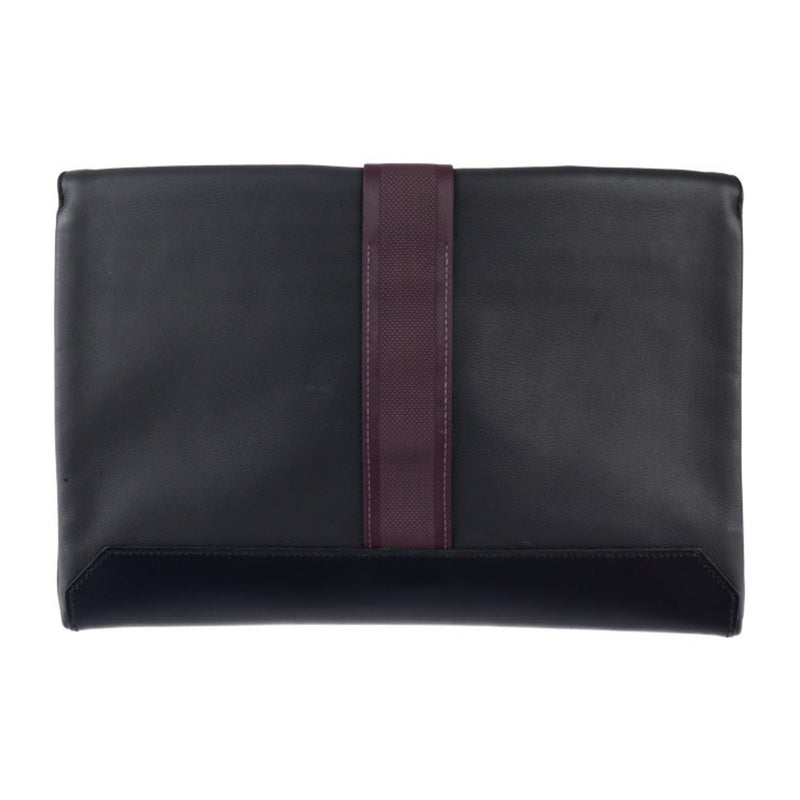 HERMES City Slide Clutch Bag Taurillon Cristobal Black Purple Silver Hardware Second D Engraved