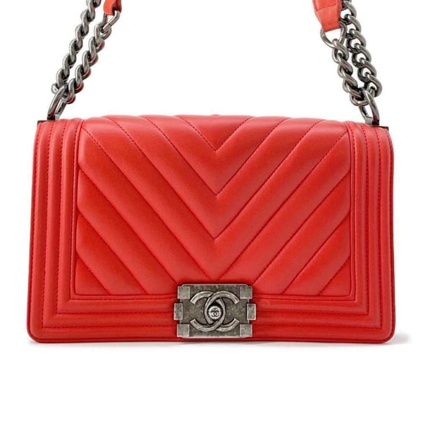 Chanel Chain Shoulder Bag Coco Mark Boy A67086 Chevron V Stitch CHANEL