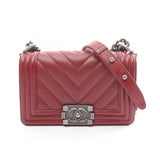 CHANEL Boy Chanel V-stitch shoulder bag, caviar skin, women's, bordeaux