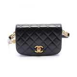 CHANEL Matelasse Waist Bag, Leather, Suede, Women's, Black