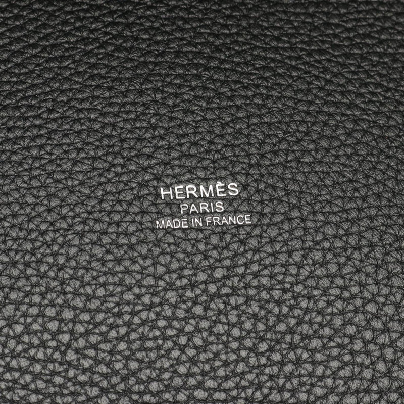 Hermes HERMES Pur Sangle MM Vert de Gris Tote Bag Toile Militaire Taurillon Clemence Women's Khaki Black