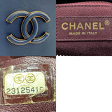 CHANEL Shoulder Bag Handbag Leather Dark Blue Gold Women's z1995