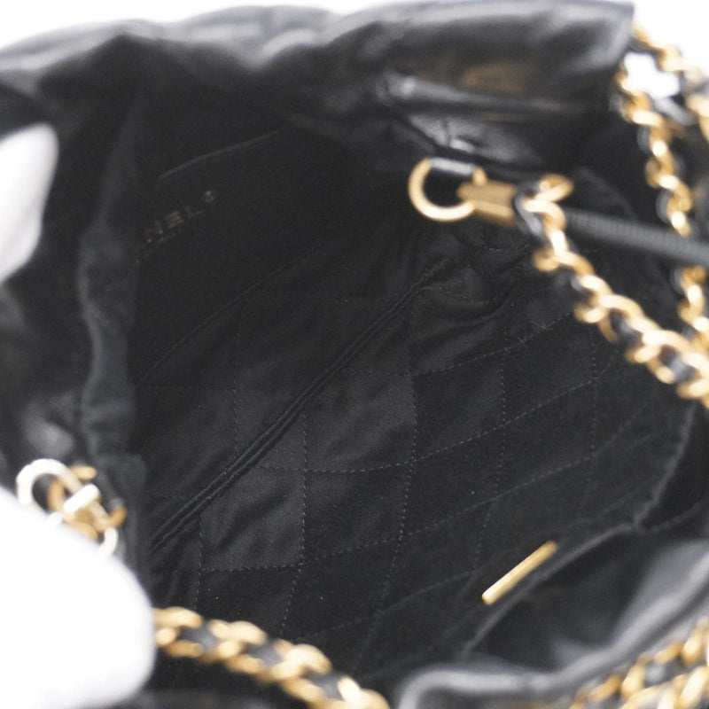 Chanel Shoulder Bag Matelasse Chain Lambskin Black Gold Hardware Women's