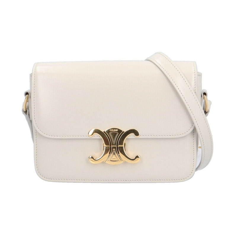 Celine Teen Triomphe Shoulder Bag Leather 188423BF4.01CK White Women's CELINE