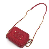 Chanel A84452 CC filigree mini Shoulder Bag Red GoldHardware