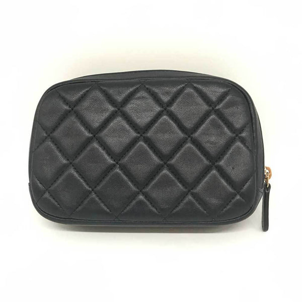 CHANEL Pouch Matelasse Coco Mark Lambskin Black Stitch A80909