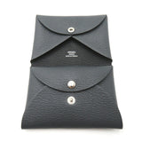 Hermes Calvi Duo Business Card Holder/Card Case Leather Chevre Men's Women's Gray Black