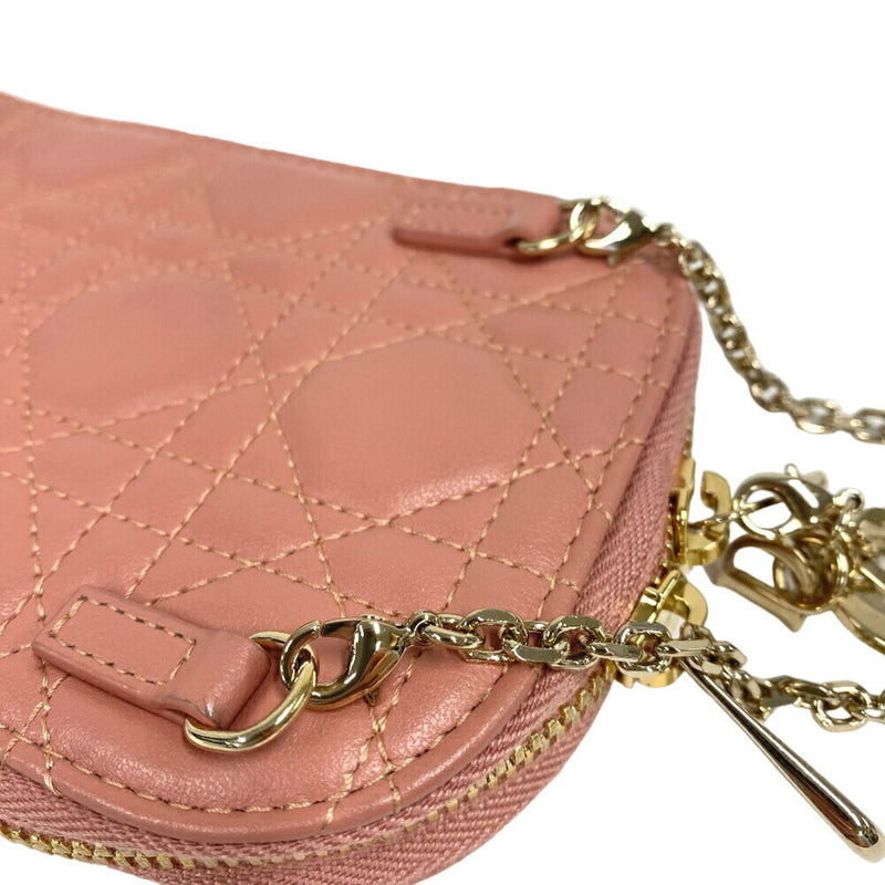 Christian Dior Cannage Phone Holder Chain Shoulder Bag Pink Women's