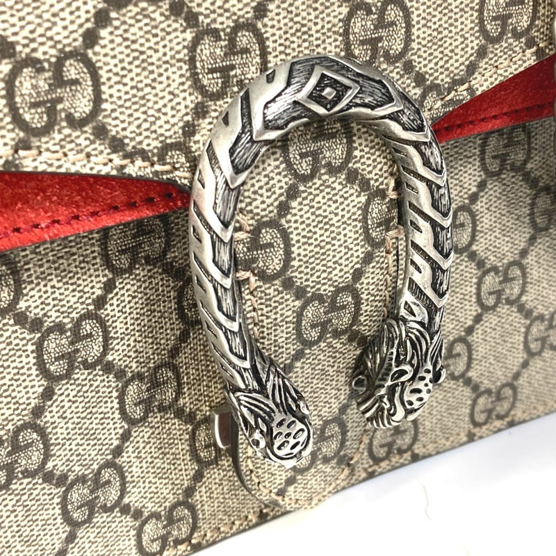 Gucci 421970 GG Double Chain Crossbody bag Shoulder Bag Beige Red