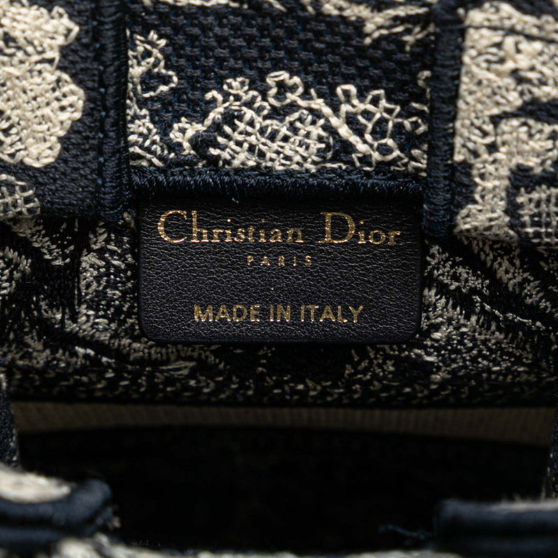 Christian Dior Dior Reverse Toile de Jouy Embroidery Handbag Shoulder Bag Navy White Jacquard Women's