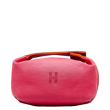 Hermes Bride A Black PM Handbag Pouch Hibiscus Pink Orange Canvas Women's HERMES