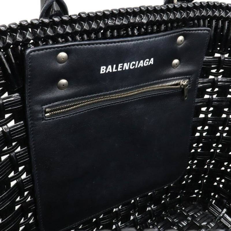 BALENCIAGA Bistro Basket Bag, Handbag, Shoulder Vinyl, Black, 671346