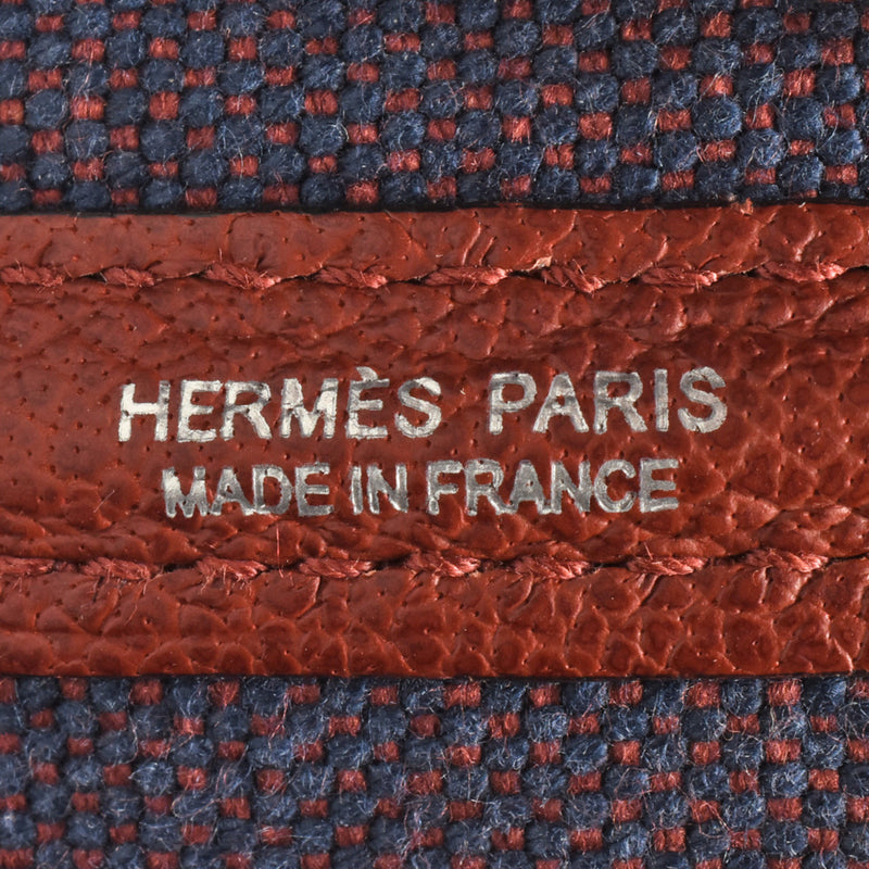 Hermes HERMES Garden TPM Tote Bag □Q stamp (manufactured around 2013) engraved Bleu de Malte Rouge H Toile Criss Cross Buffle Skipper