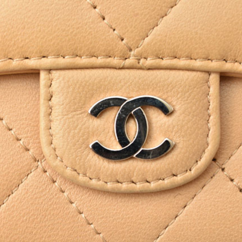 CHANEL Wallet 3-fold wallet A82288 Lambskin Beige