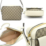 GUCCI Crossbody Shoulder Bag GG Supreme PVC/Leather Beige/White Gold Women's 645454