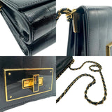 FENDI Shoulder Bag Claudia Mini Vernice Patent Leather Black Gold Women's z1796