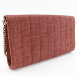 Chanel chain shoulder chocolate bar line cotton canvas red ladies bag