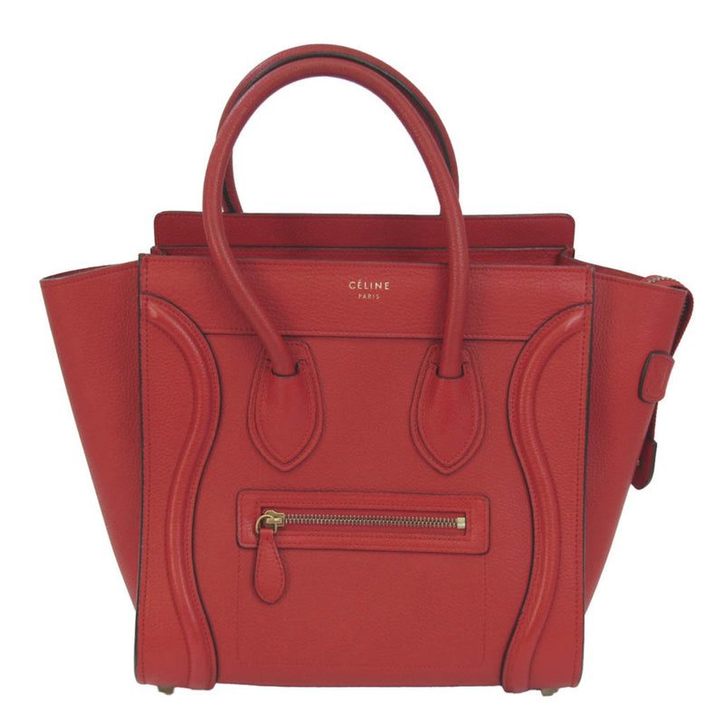 Celine Luggage Micro Shopper 167793 Women's Leather Handbag Red Color