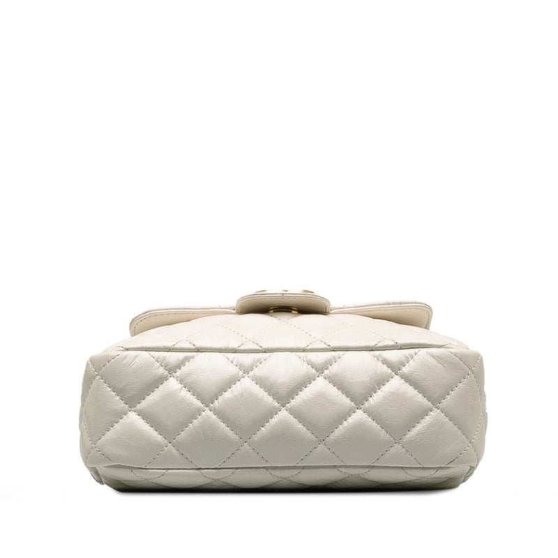 Chanel Matelasse Coco Mark Chain Shoulder Bag White Leather Women's CHANEL