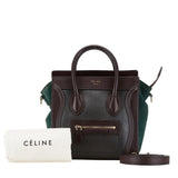 Celine Luggage Nano Handbag Shoulder Bag Green Brown Leather Suede Women's CELINE