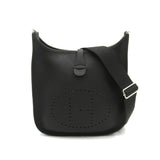 Hermes Evelyn PM Shoulder Bag, Calfskin (Cowhide), Taurillon Clemence, Women's, Black