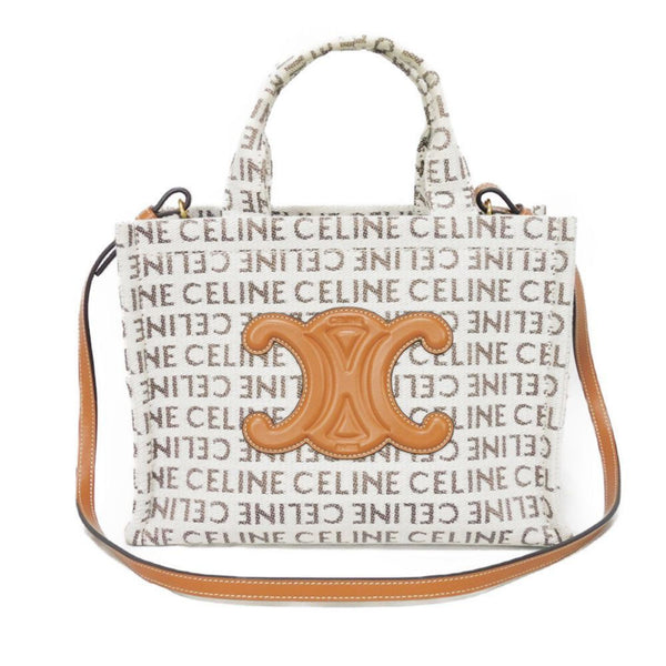 CELINE Tote Bag Small Cabas Thais Canvas Natural Tan Shoulder Triomphe 199162FEF.02NT Women's