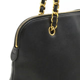 CHANEL Coco Mark Ball Chain Tote Bag Large Shoulder Caviar Skin Black A03578