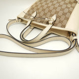 GUCCI 449241 Handbag GG Canvas x Leather Beige Ivory Outlet 251696