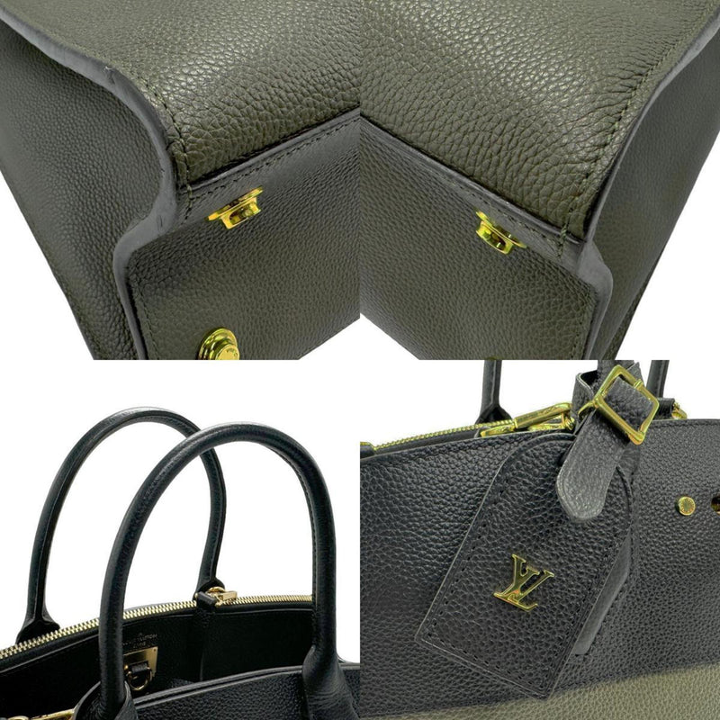 LOUIS VUITTON Handbag Shoulder Bag City Steamer MM Leather Khaki Black Gold Women's n0159