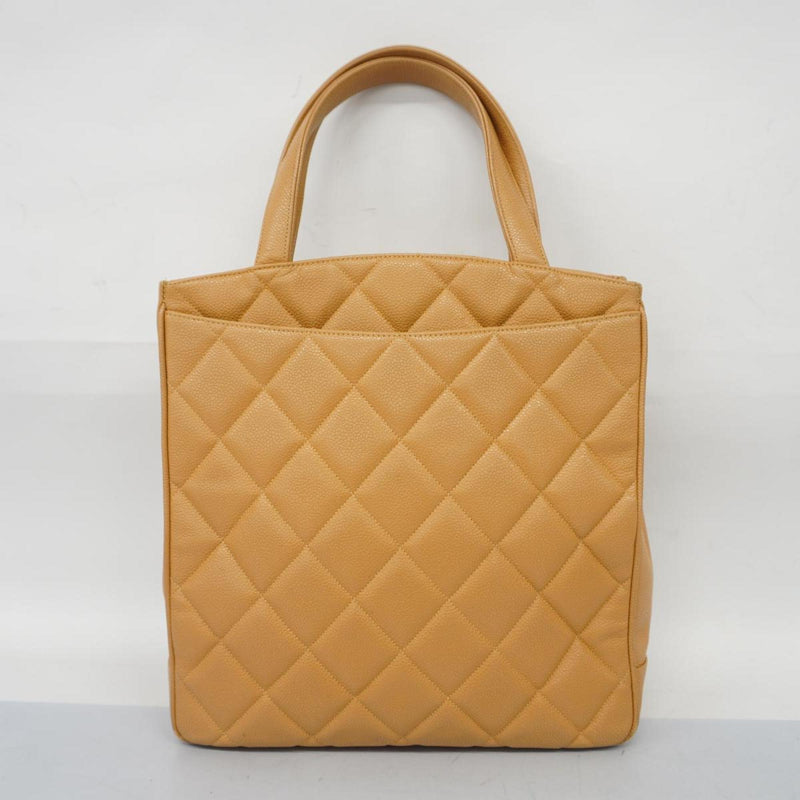 Chanel Tote Bag Matelasse Caviar Skin Camel Women's