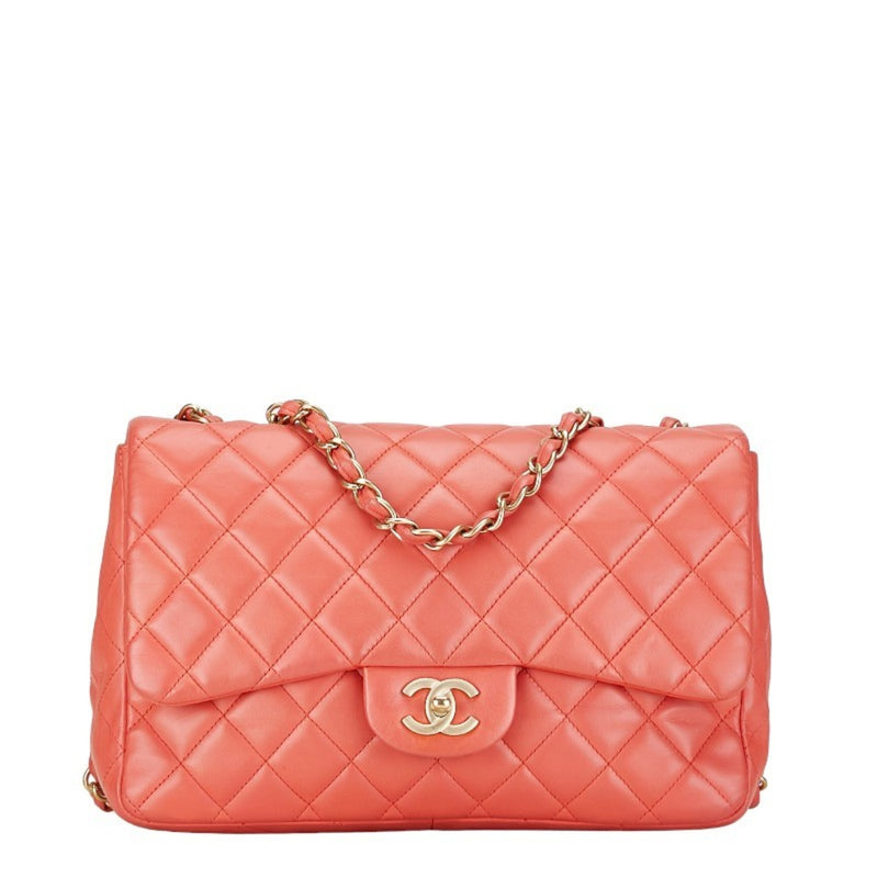 Chanel Matelasse Coco Mark Chain Shoulder Bag Salmon Pink Lambskin Women's CHANEL