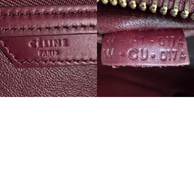 CELINE Handbag Luggage Medium Shopper Leather Bordeaux x Orange Men's Women's n0664