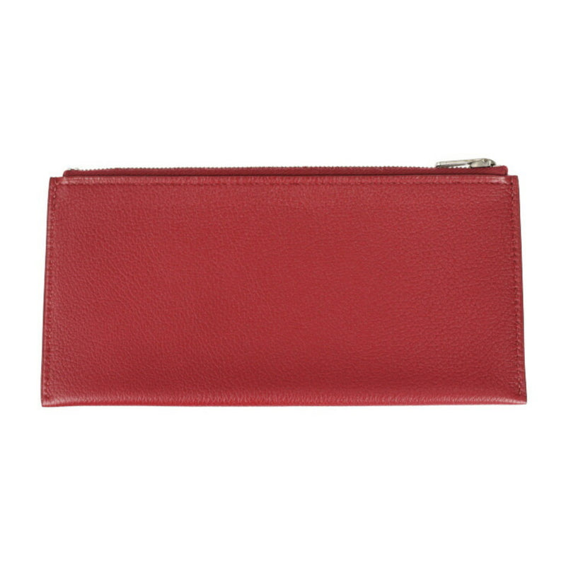 HERMES Hermes Passan Long Wallet Ever Color Rouge Grena Red Bifold X Engraved