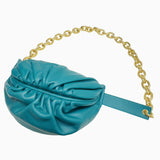 Bottega Veneta The Chain Pouch Calf Leather 651445 Shoulder Bag Blue Green Ladies