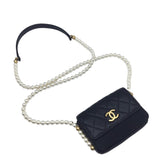 CHANEL Chanel Matelasse Pearl Shoulder Wallet Chain Bag Business Card Holder Case Women Men