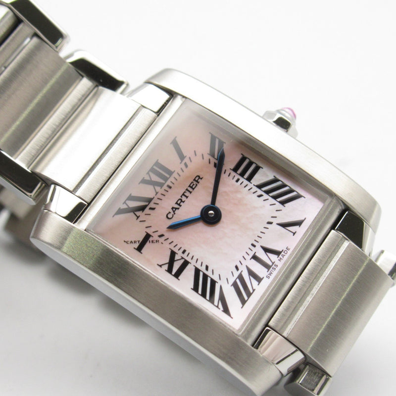 CARTIER Tank Francaise Watch Stainless Steel Ladies Pink Shell W51028Q3