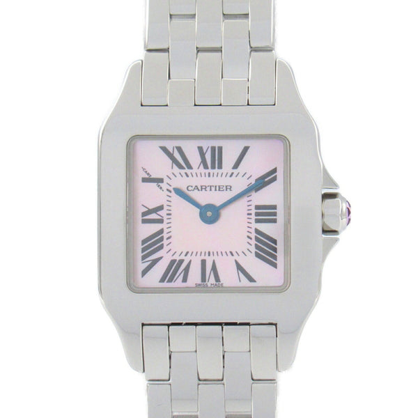 Cartier Santos de SM Watch Stainless Steel Ladies Pink Shell W25075Z5