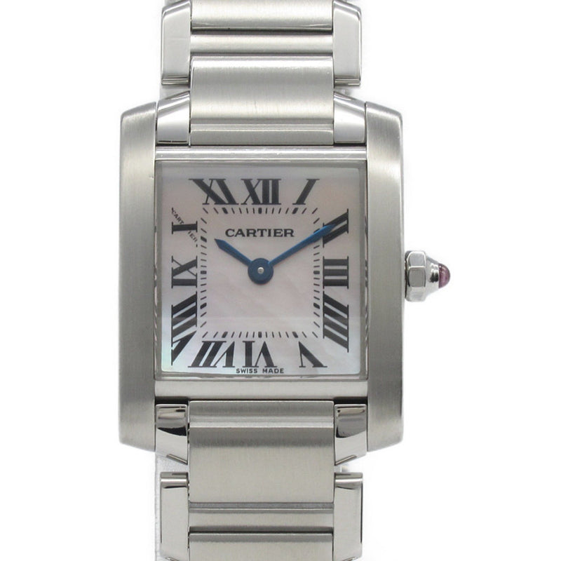 CARTIER Tank Francaise SM Watch Stainless Steel Ladies Pink Shell W51028Q3