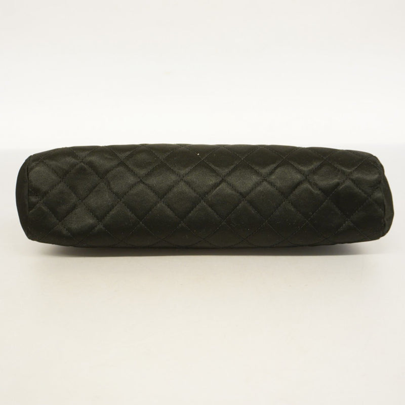 Chanel Clutch Bag Matelasse Satin Black Women's