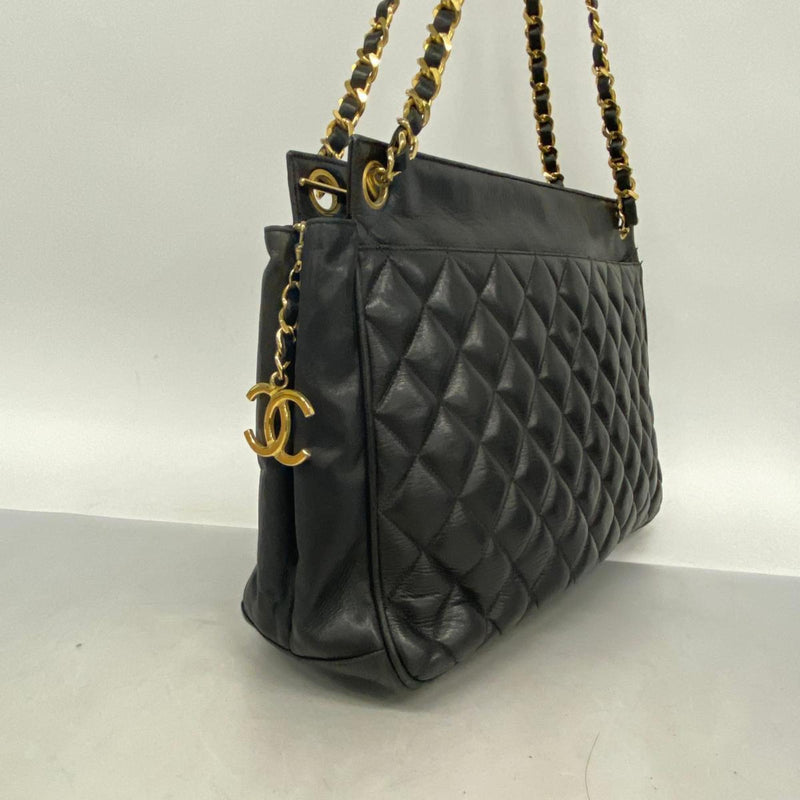 Chanel Shoulder Bag Matelasse Chain Lambskin Black Women's