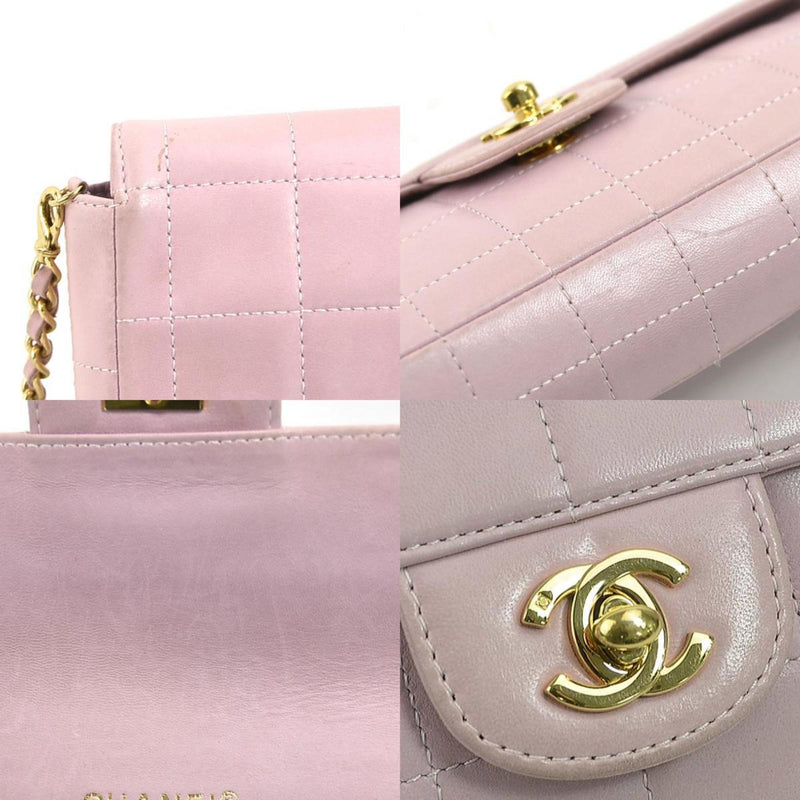 CHANEL Shoulder Bag Chocolate Bar Leather/Metal Light Pink/Gold Ladies